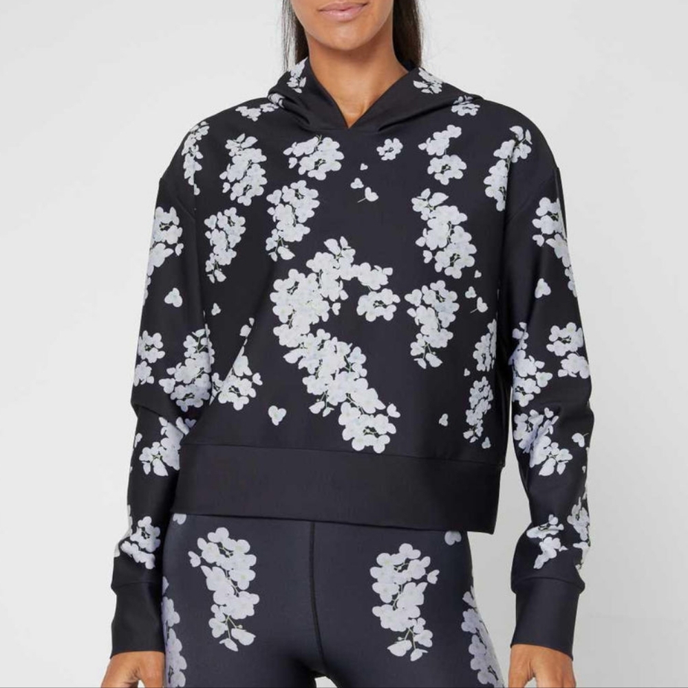 Ultracor Radon Orchid Cropped Pullover Hoodie in Nero White